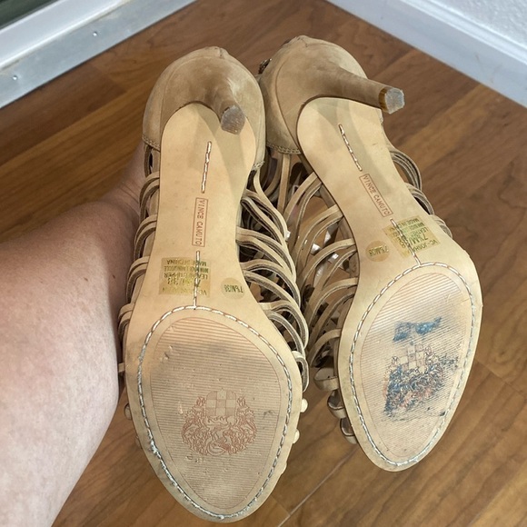 Vince Camuto Women's Tan Joshalan Strappy Cage High Heel Back Zip Sandal 7 1/2 - Picture 7 of 7